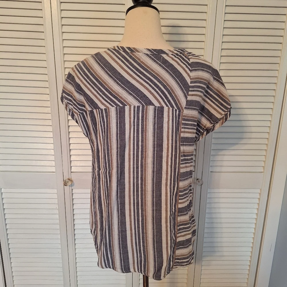 Wonderland By Orange Striped Cotton Blouse Top Small *S - Picture 3 of 6